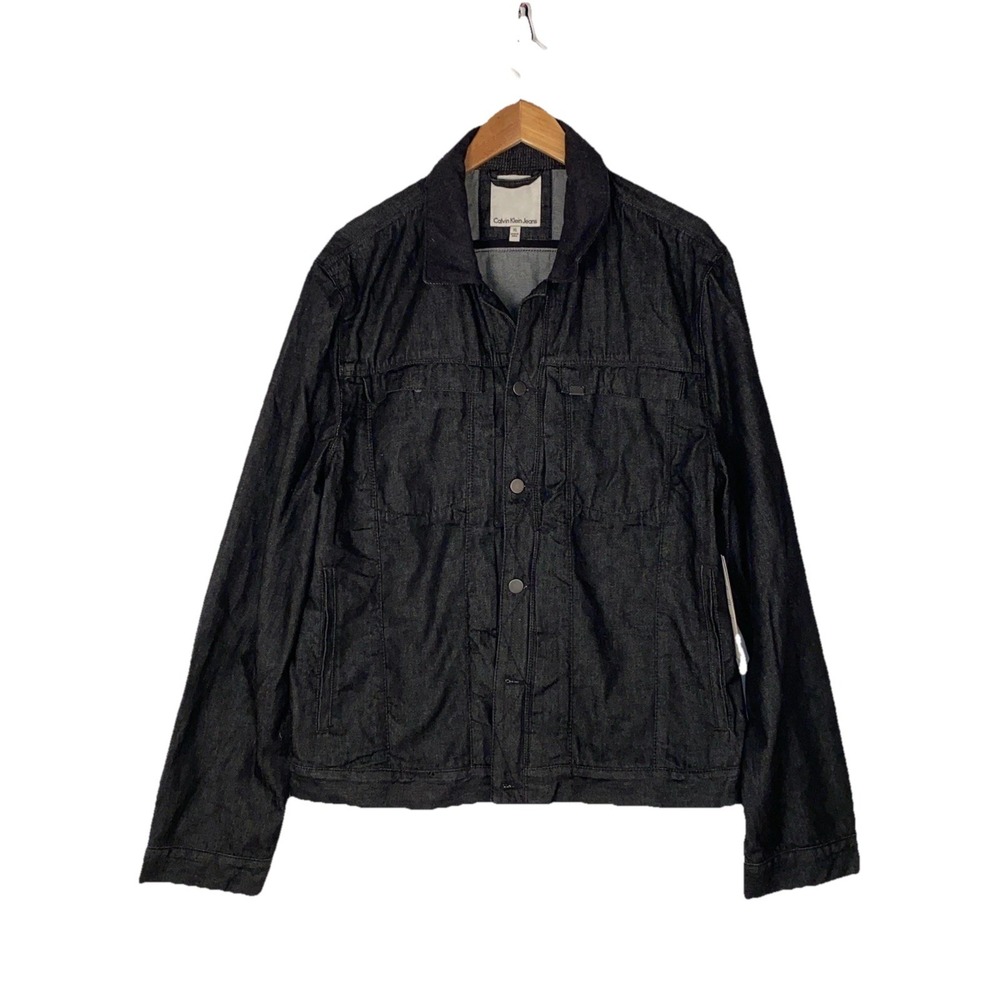 NWT Calvin Klein‎ Jeans Mens Denim Jacket XL Navy Indigo (almost black) MSRP$128